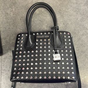 Michael Kors Black Studded Leather Crossbody Bag